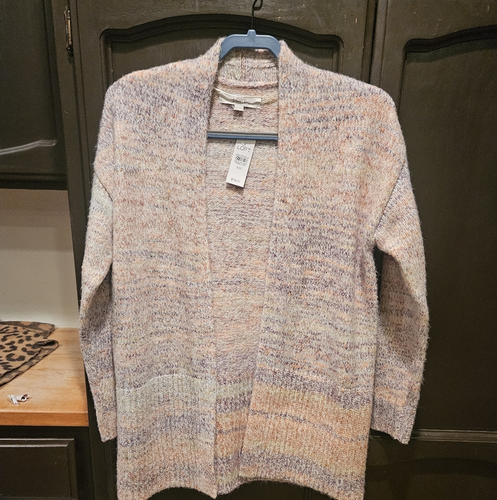 NWT LOFT ** OversizedSpacedye Ombre Pastel Knit Cardigan Soft, Warm, Cozy Layer